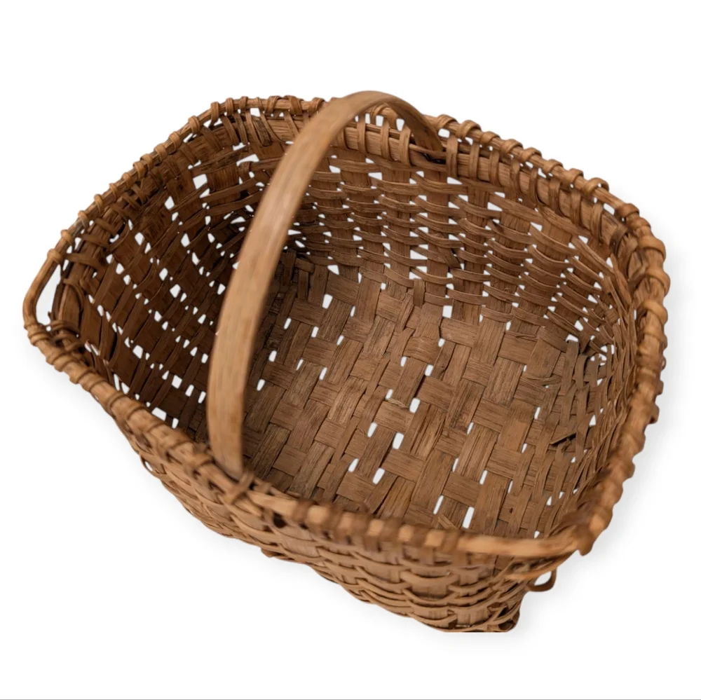 ANTIQUE Woven Americana Basket Farmhouse Storage Vintage 1920
